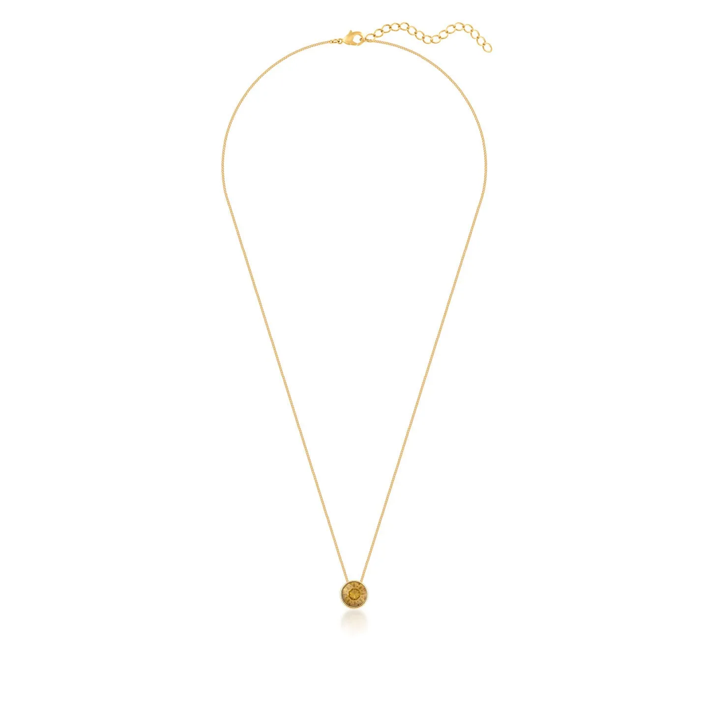 Harley Small Pendant Necklace with Yellow Brown Light Topaz Round Crystals from Swarovski Gold Plated