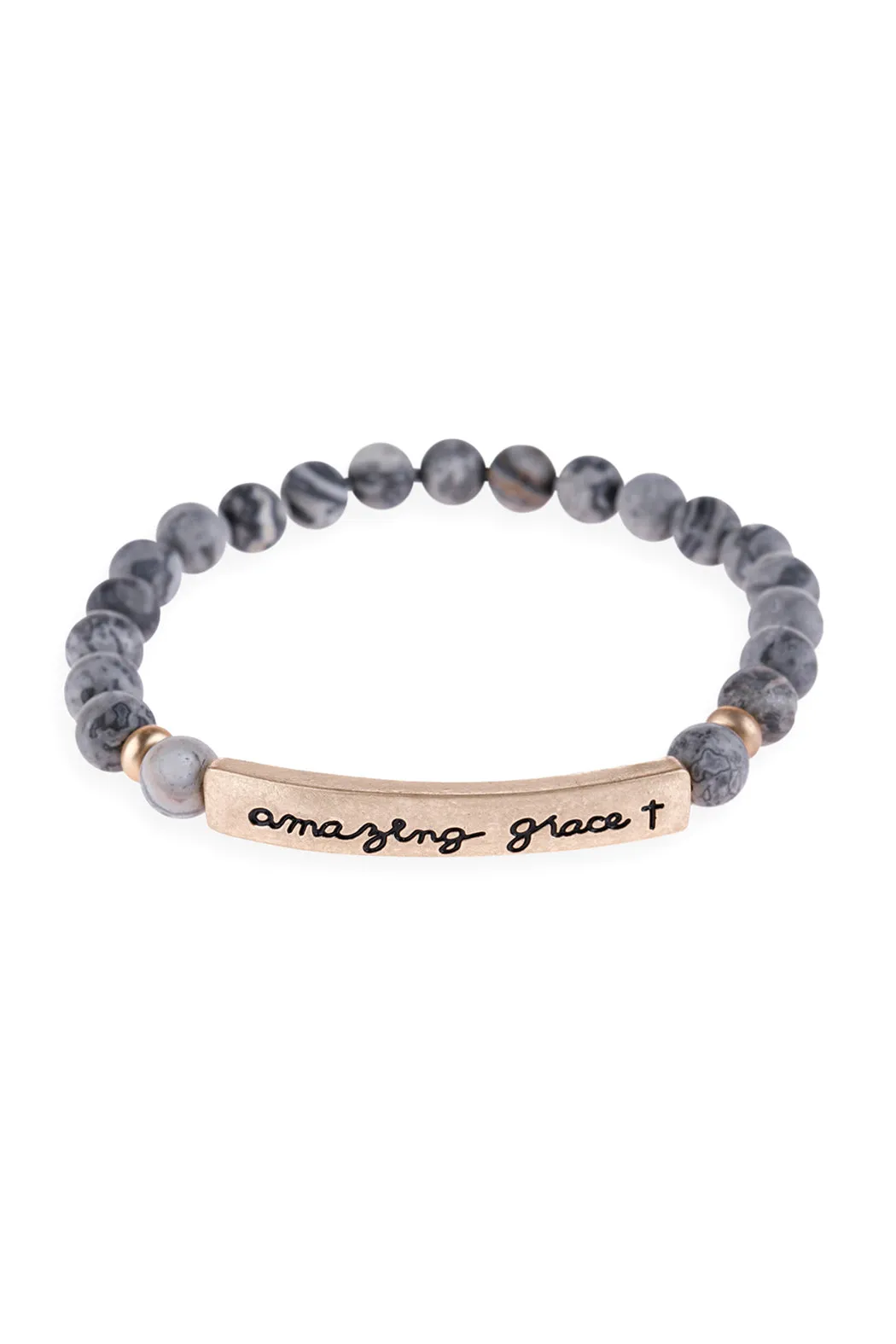 HDB3008 - "AMAZING GRACE" NATURAL STONE BEADS STRETCH BRACELET
