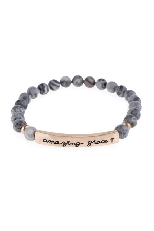 HDB3008 - "AMAZING GRACE" NATURAL STONE BEADS STRETCH BRACELET