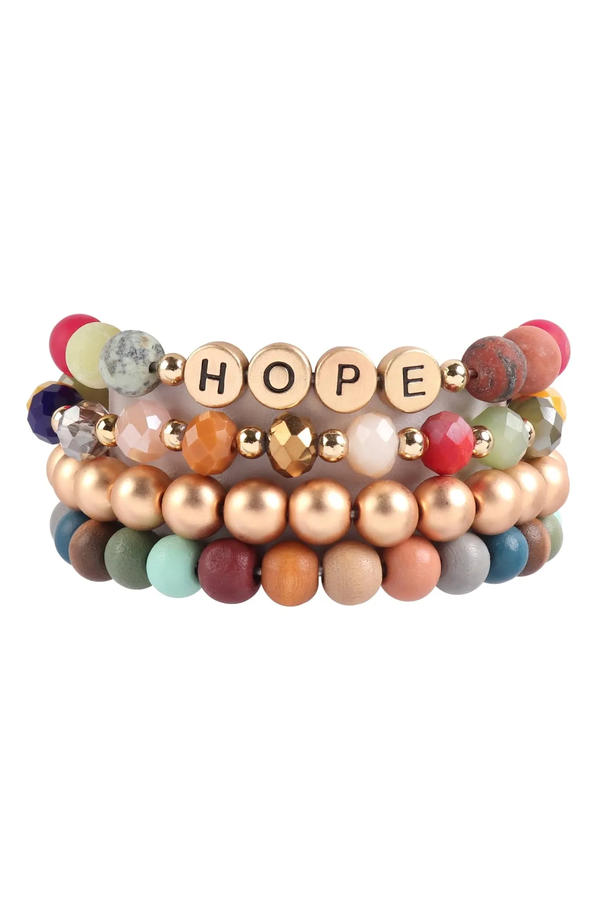 HDB3024 - "HOPE" CHARM MULTILINE BEADED BRACELET