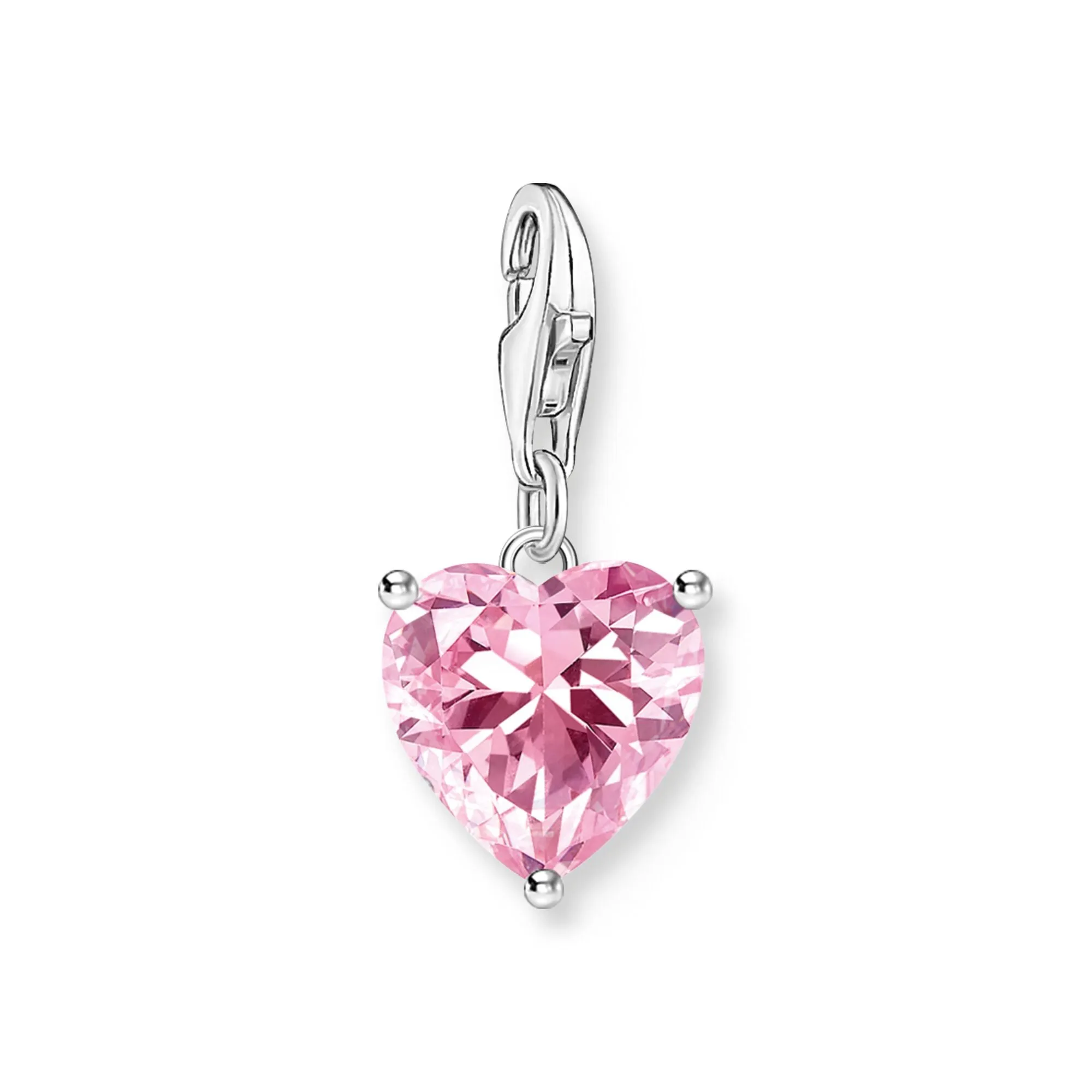 Heart charm with pink stone