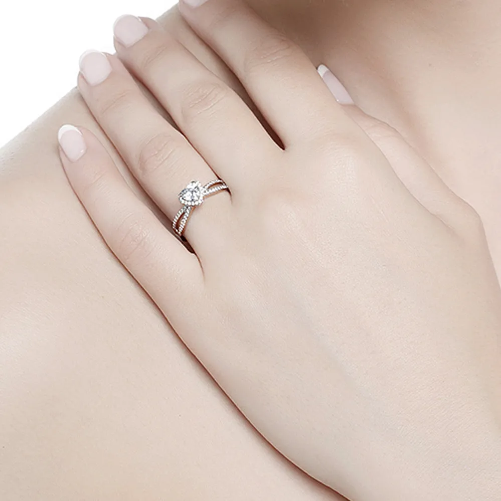 Heart Shape GIA Diamond Halo Engagement Ring