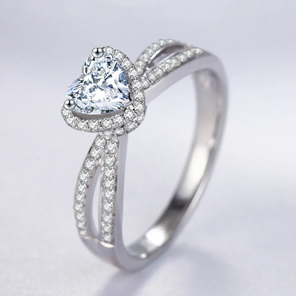 Heart Shape GIA Diamond Halo Engagement Ring