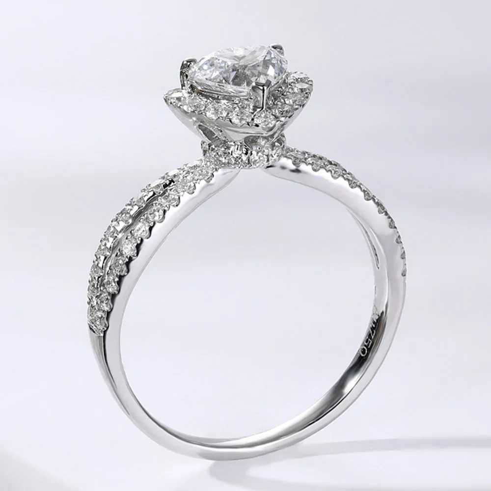 Heart Shape GIA Diamond Halo Engagement Ring