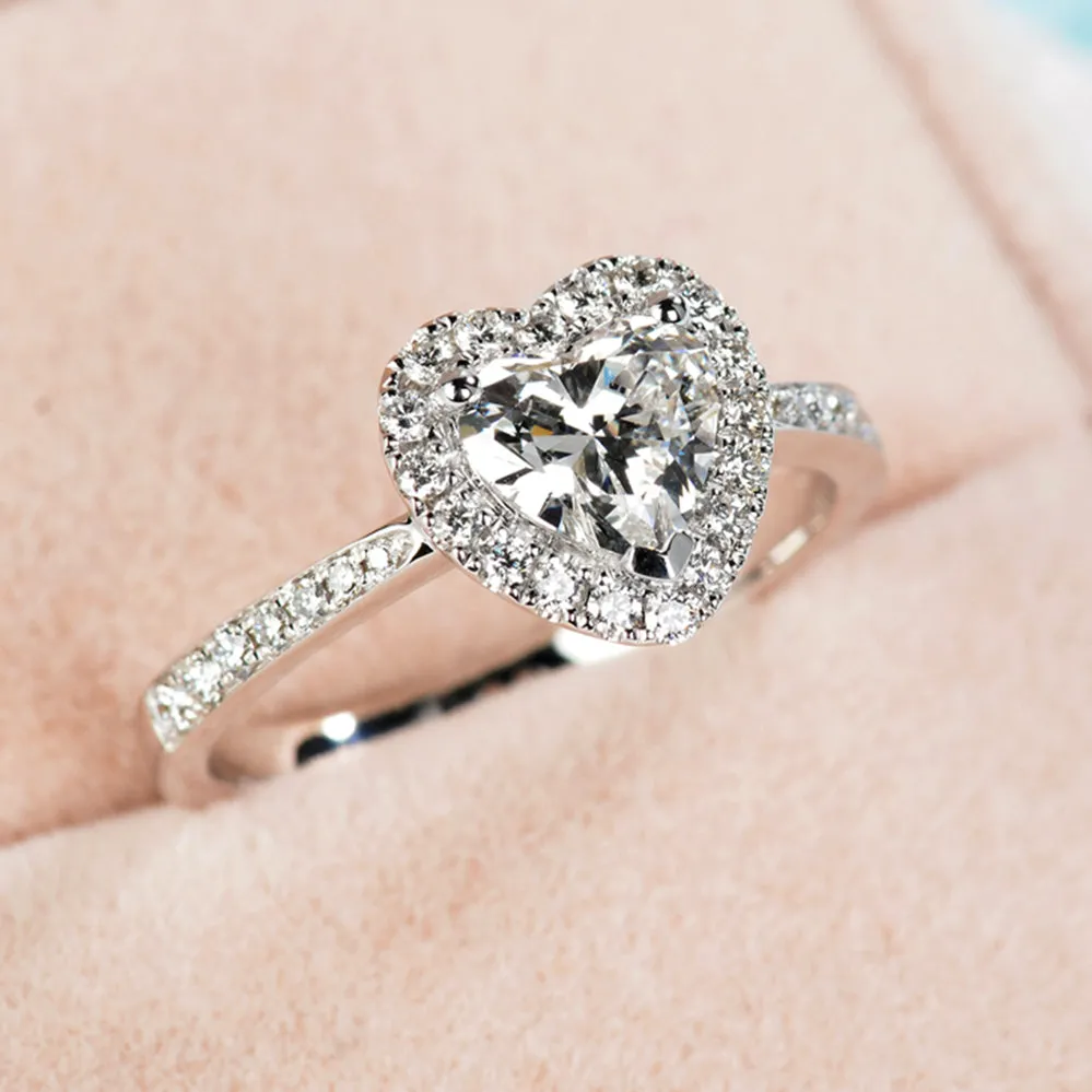Heart Shape GIA Diamond Halo Engagement Ring