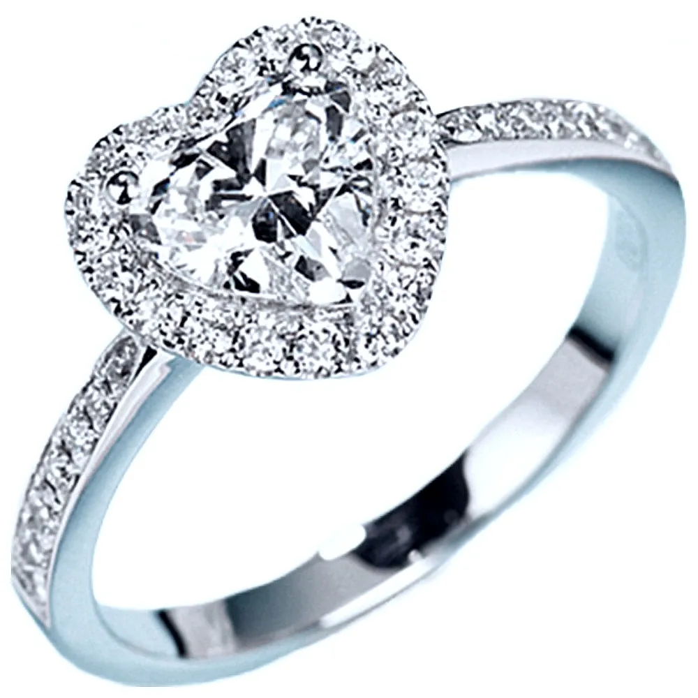 Heart Shape GIA Diamond Halo Engagement Ring