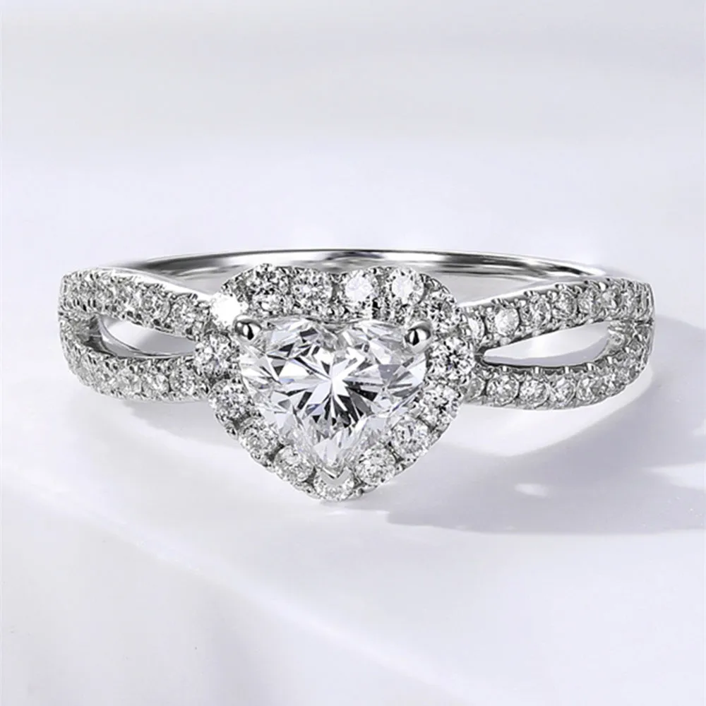Heart Shape GIA Diamond Halo Engagement Ring