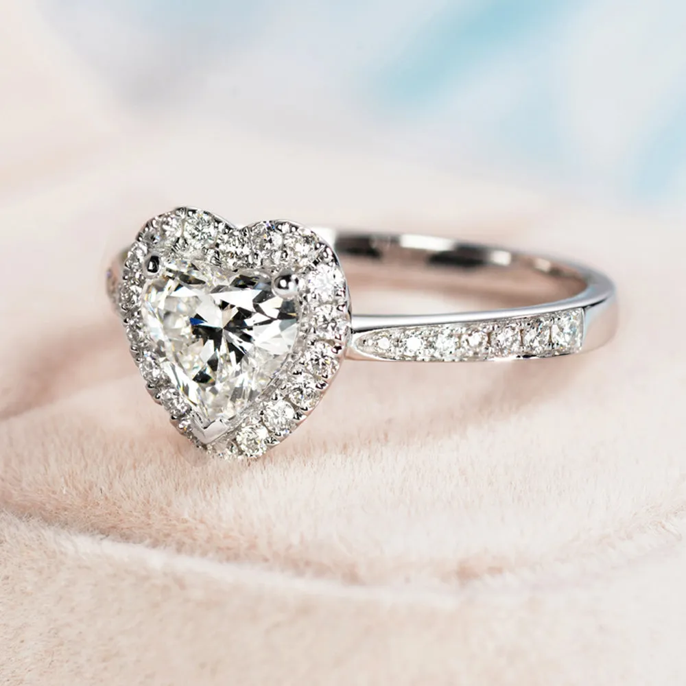 Heart Shape GIA Diamond Halo Engagement Ring