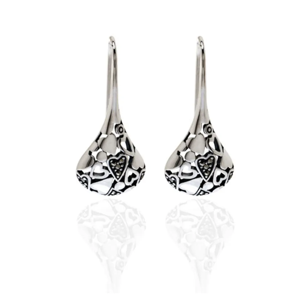 Hearts Flat Tear Drop Earrings