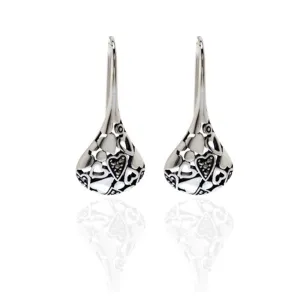 Hearts Flat Tear Drop Earrings