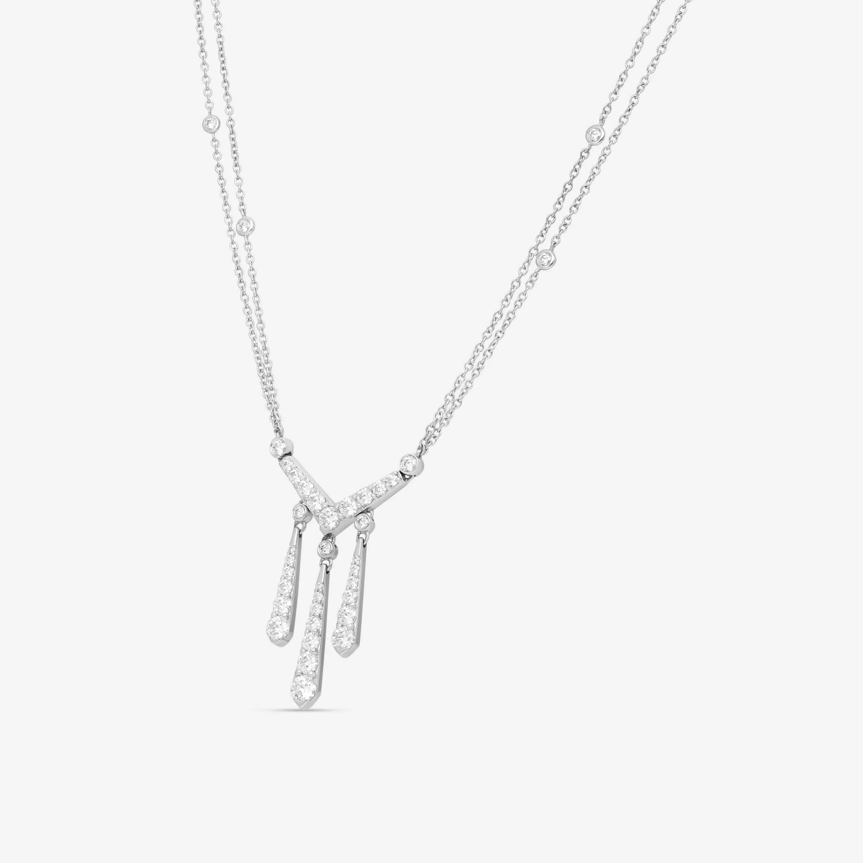 Hearts On Fire Triplicity 18K White Gold Drop Necklace HFNTRIPDR01508W