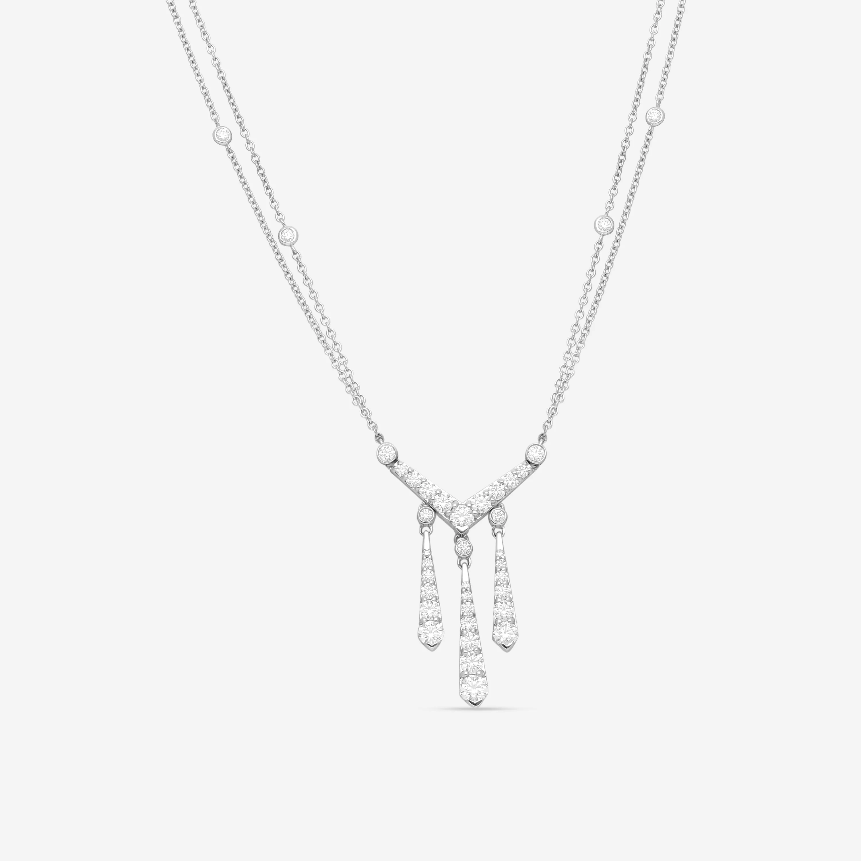 Hearts On Fire Triplicity 18K White Gold Drop Necklace HFNTRIPDR01508W