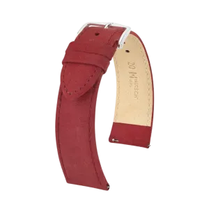 Hirsch Osiris Burgundy Silver Buckle Watch Band