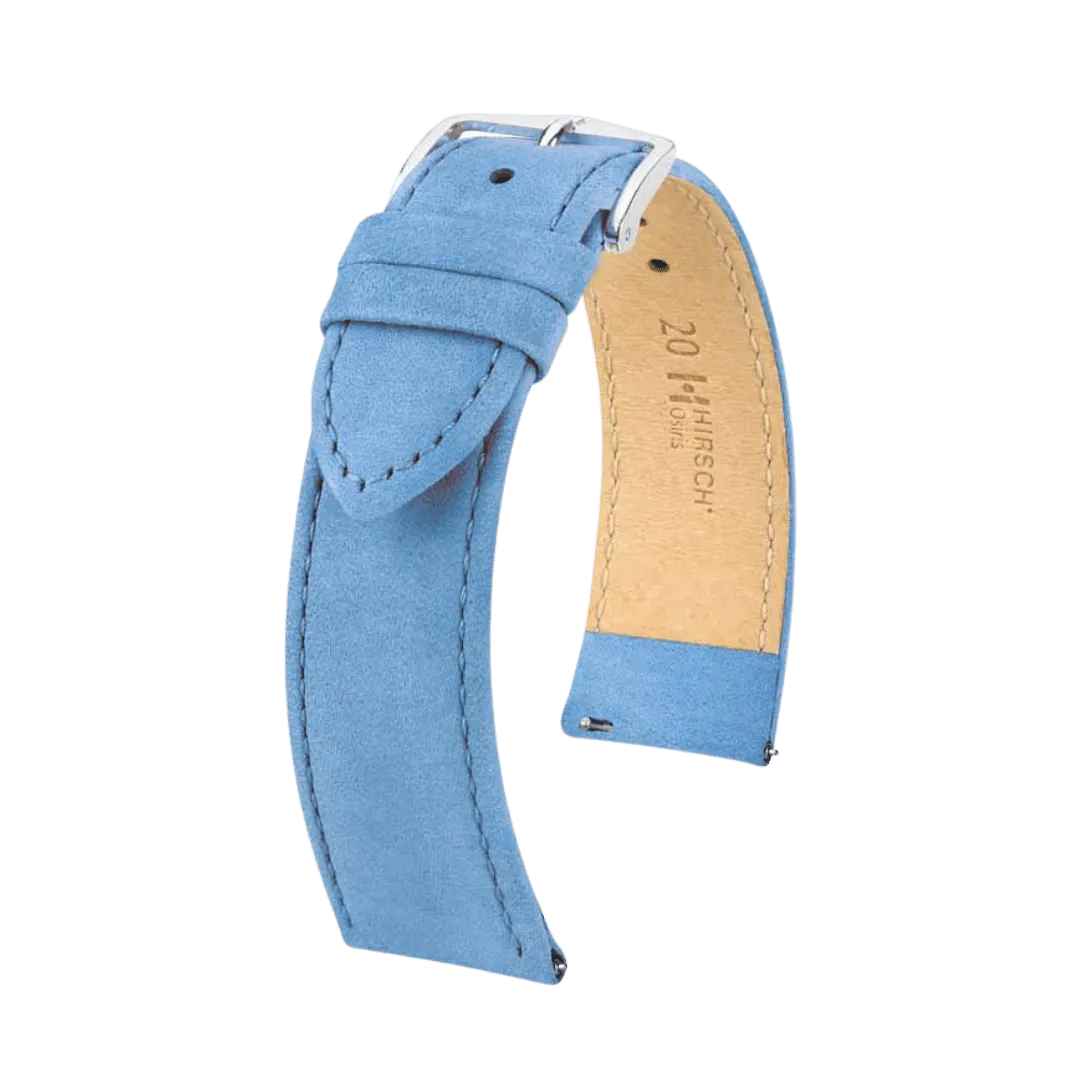 Hirsch Osiris Light Blue Silver Buckle Watch Band