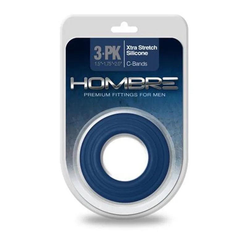 Hombre Xtra Stretch Silicone C-Bands - 3 Pack -  Navy