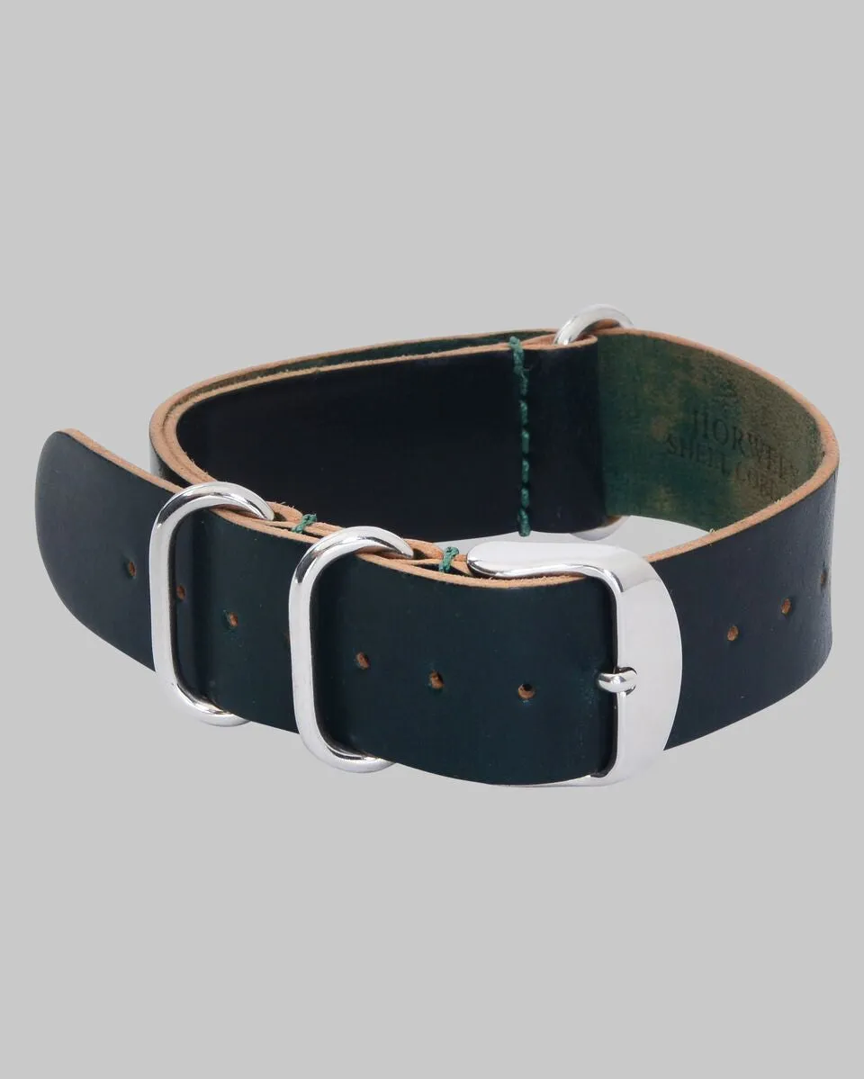Horween Shell Cordovan NATO Style Watch Strap 20mm (Hunter Green)