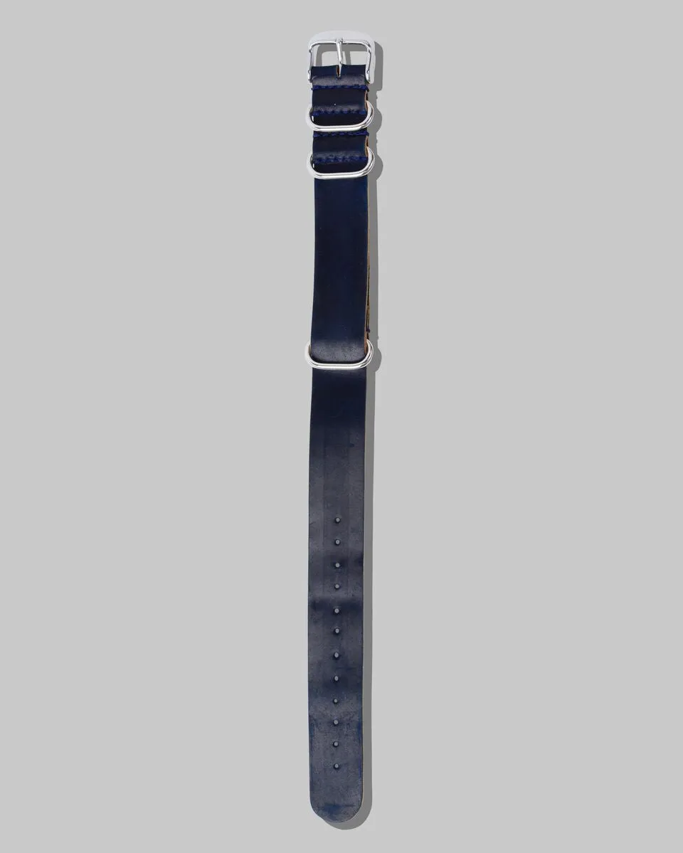 Horween Shell Cordovan NATO Style Watch Strap 20mm (Navy)