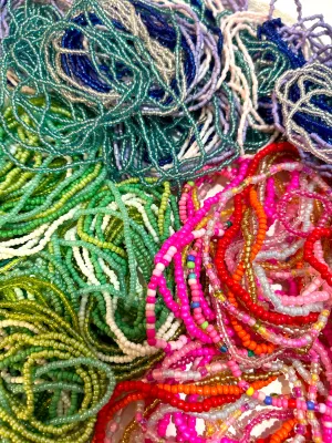 🩷🌸Hot Pinks, Blues   Greens Summer Glass Sead Beaded Bracelets