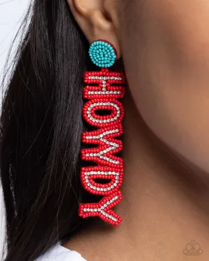 Howdy Headline - Red - Seed Bead Paparazzi Post Earrings - October 2024 Possible Pop-Up Shop Exclusive