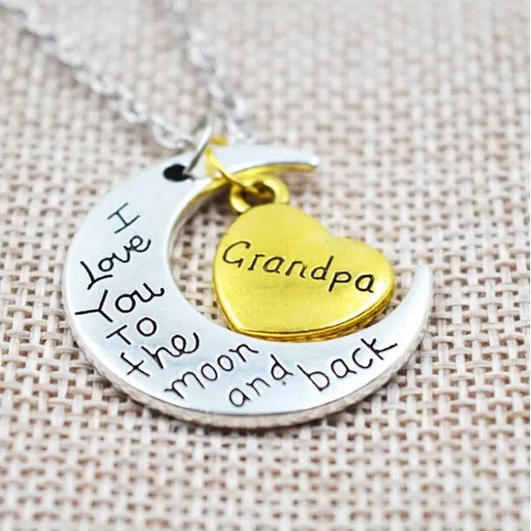 I Love You To The Moon And Back Two Tone Family Necklace
