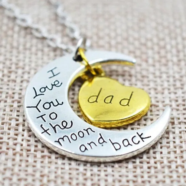I Love You To The Moon And Back Two Tone Family Necklace
