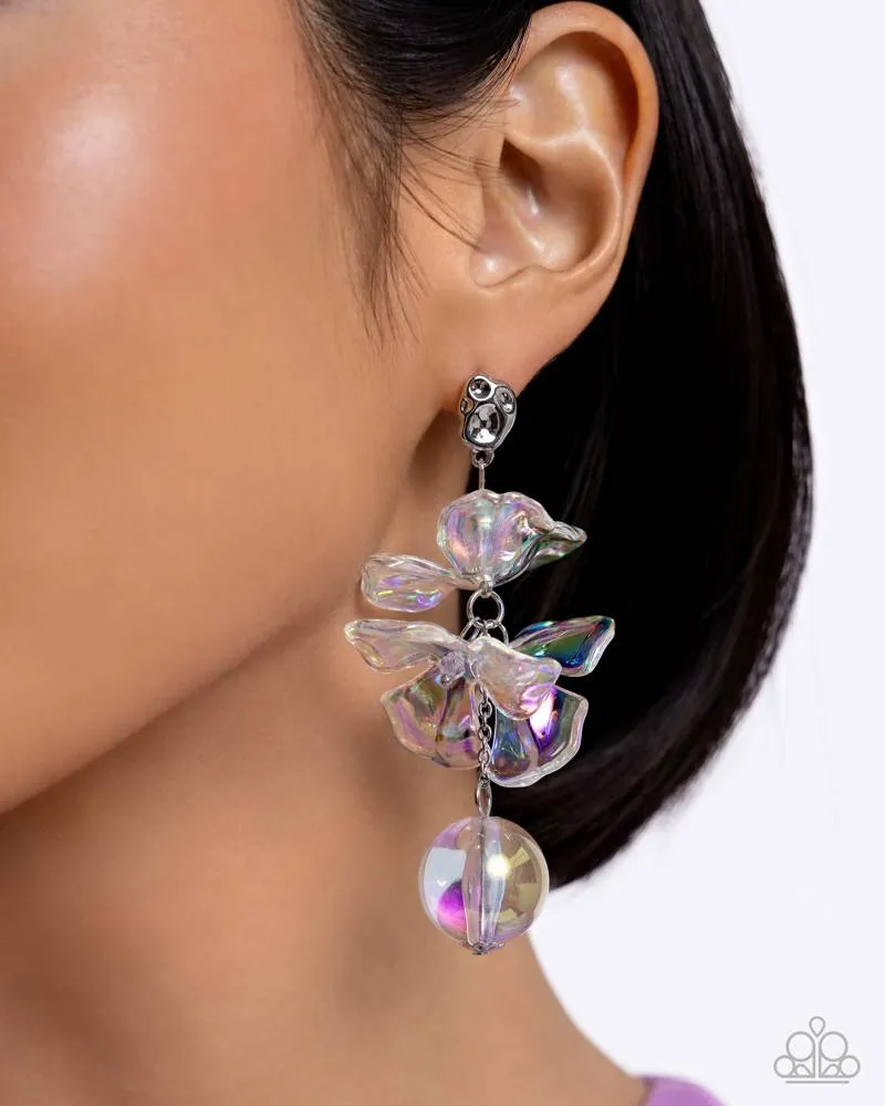 Ignited Iridescence - Multi - Acrylic Iridescent Flower Paparazzi Post Earrings - 2024 Summer Party Pack Exclusive
