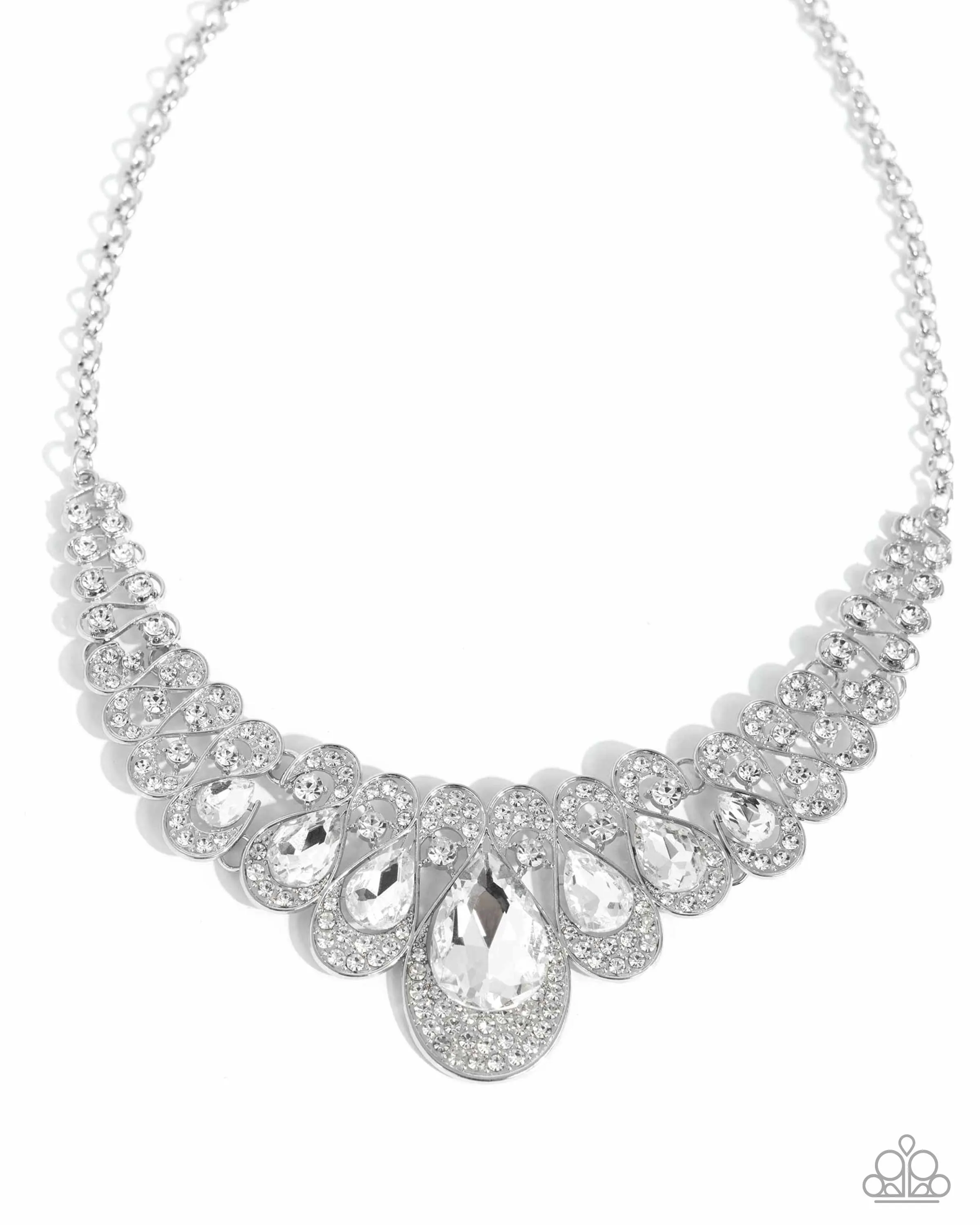 Infinite Idol - White - Teardrop Rhinestone Paparazzi Short Necklace - 2024 Empower Me Pink Exclusive