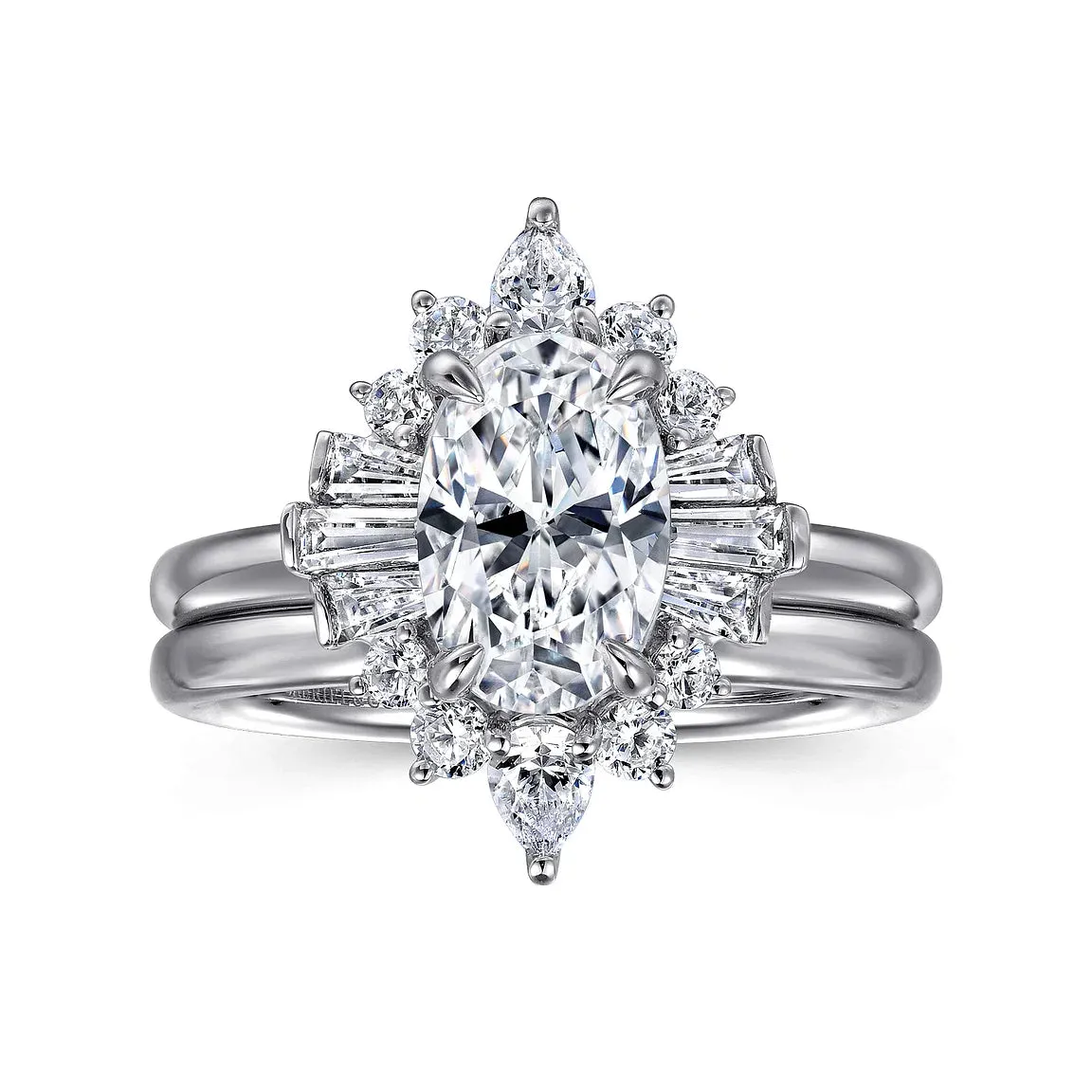 Intricate Oval Halo Diamond Engagement Ring Mounting