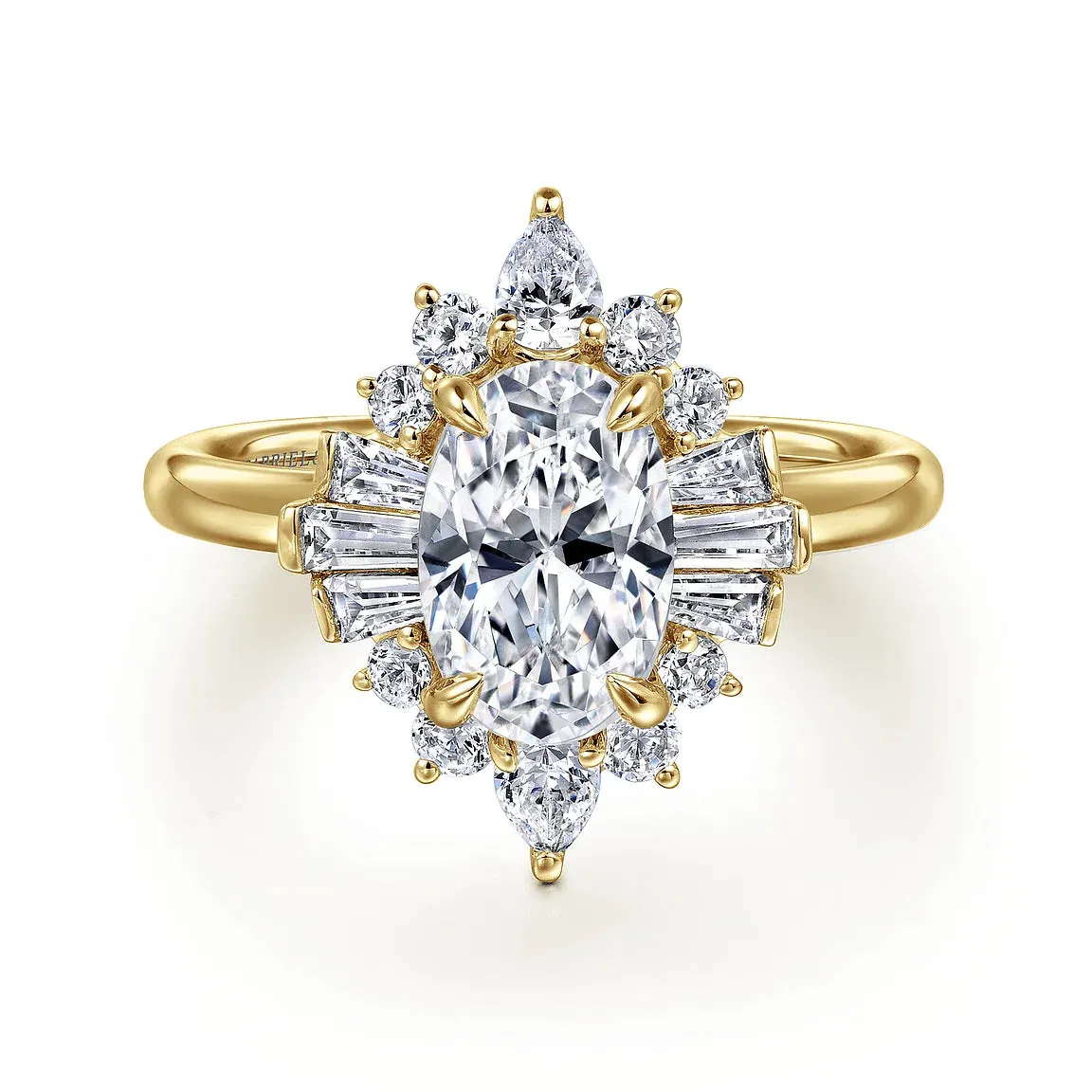 Intricate Oval Halo Diamond Engagement Ring Mounting
