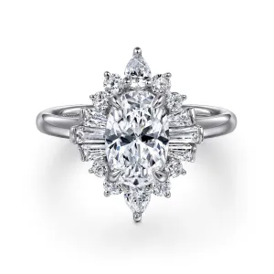 Intricate Oval Halo Diamond Engagement Ring Mounting