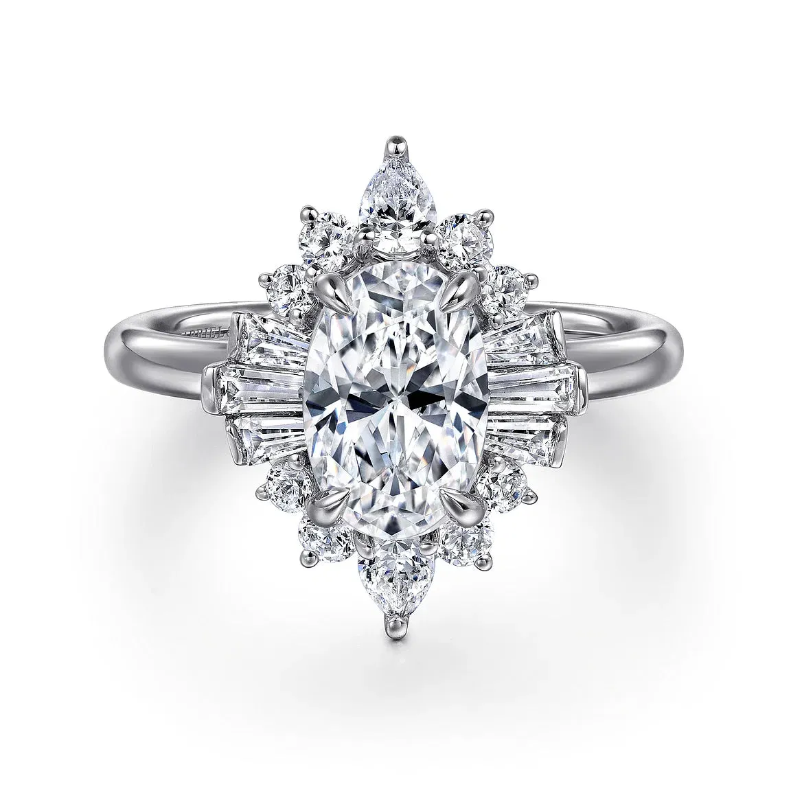Intricate Oval Halo Diamond Engagement Ring Mounting