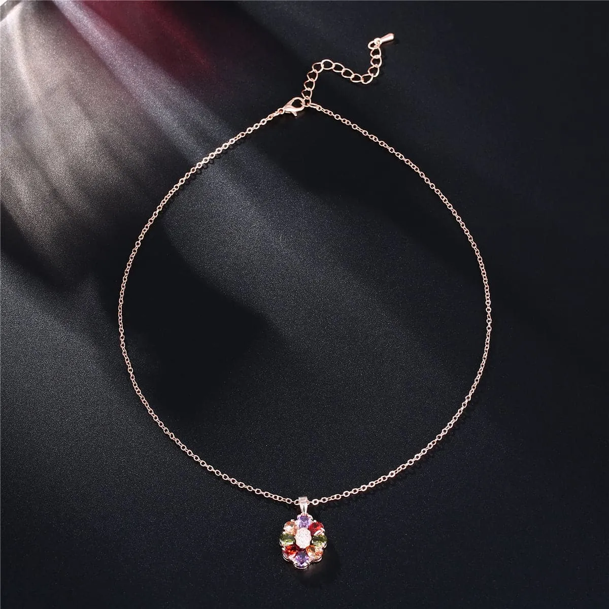 Jewel-Tone Crystal & Cubic Zirconia 18K Rose Gold-Plated Petal Necklace