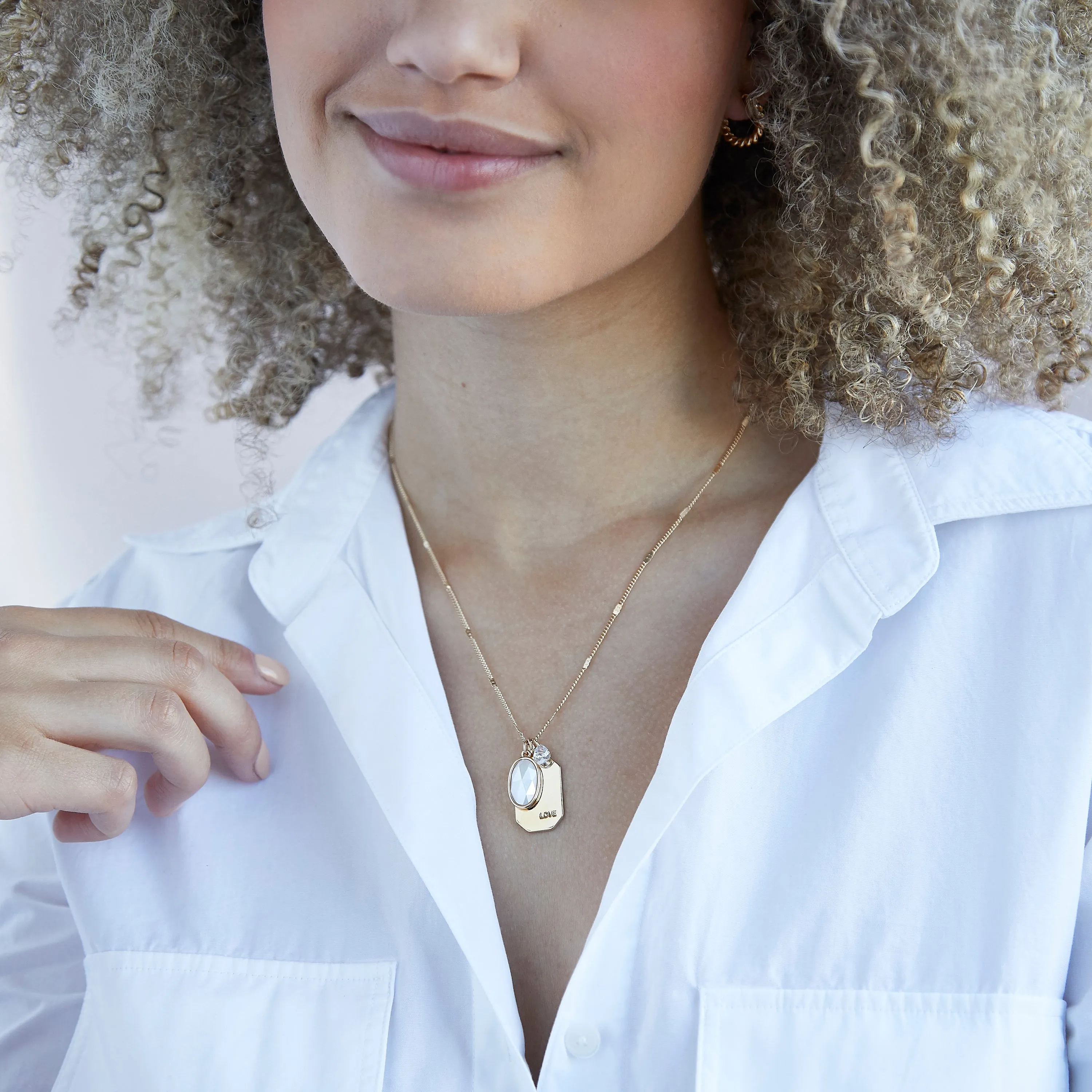 June Birthstone Necklace in Gold