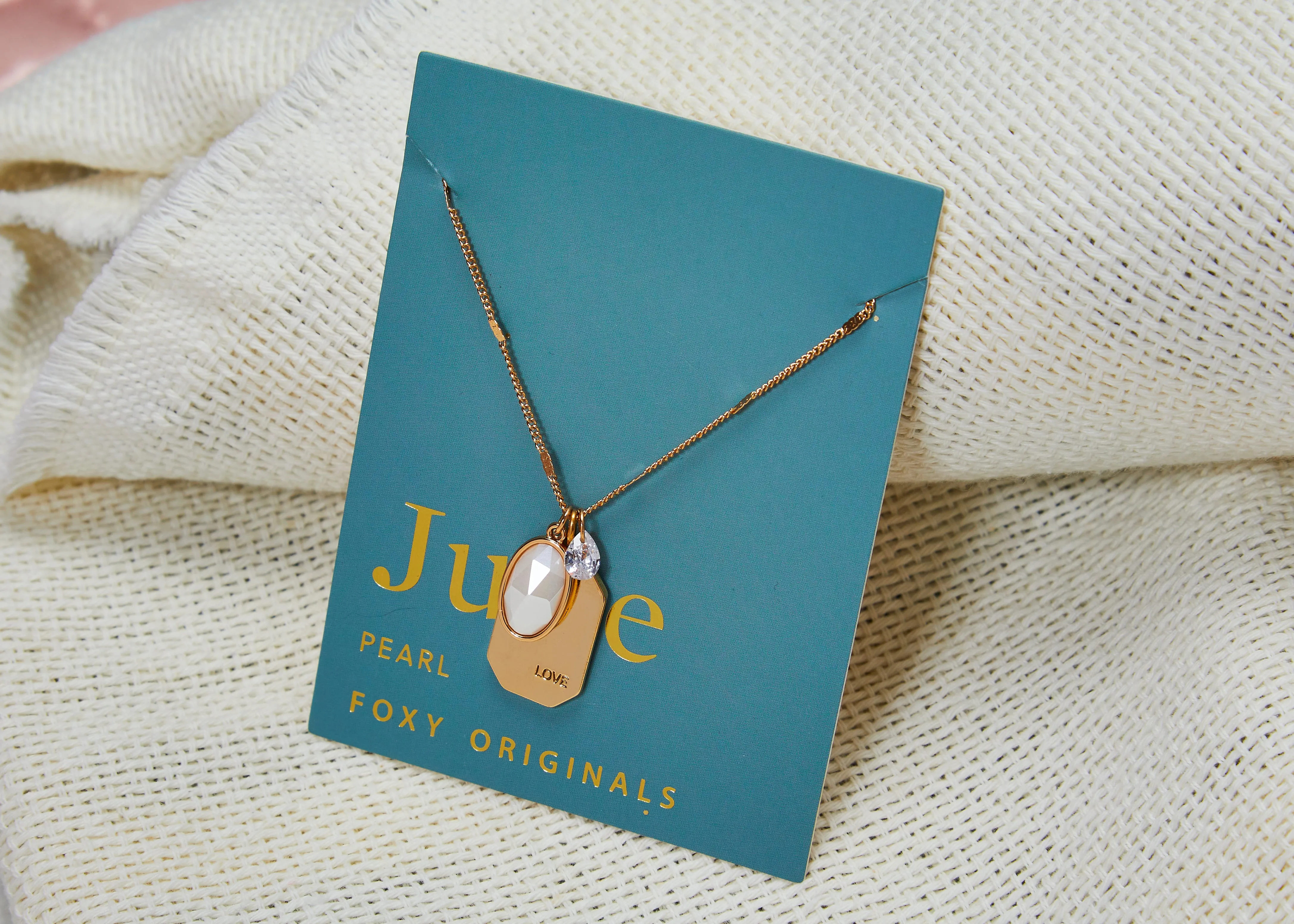 June Birthstone Necklace in Gold