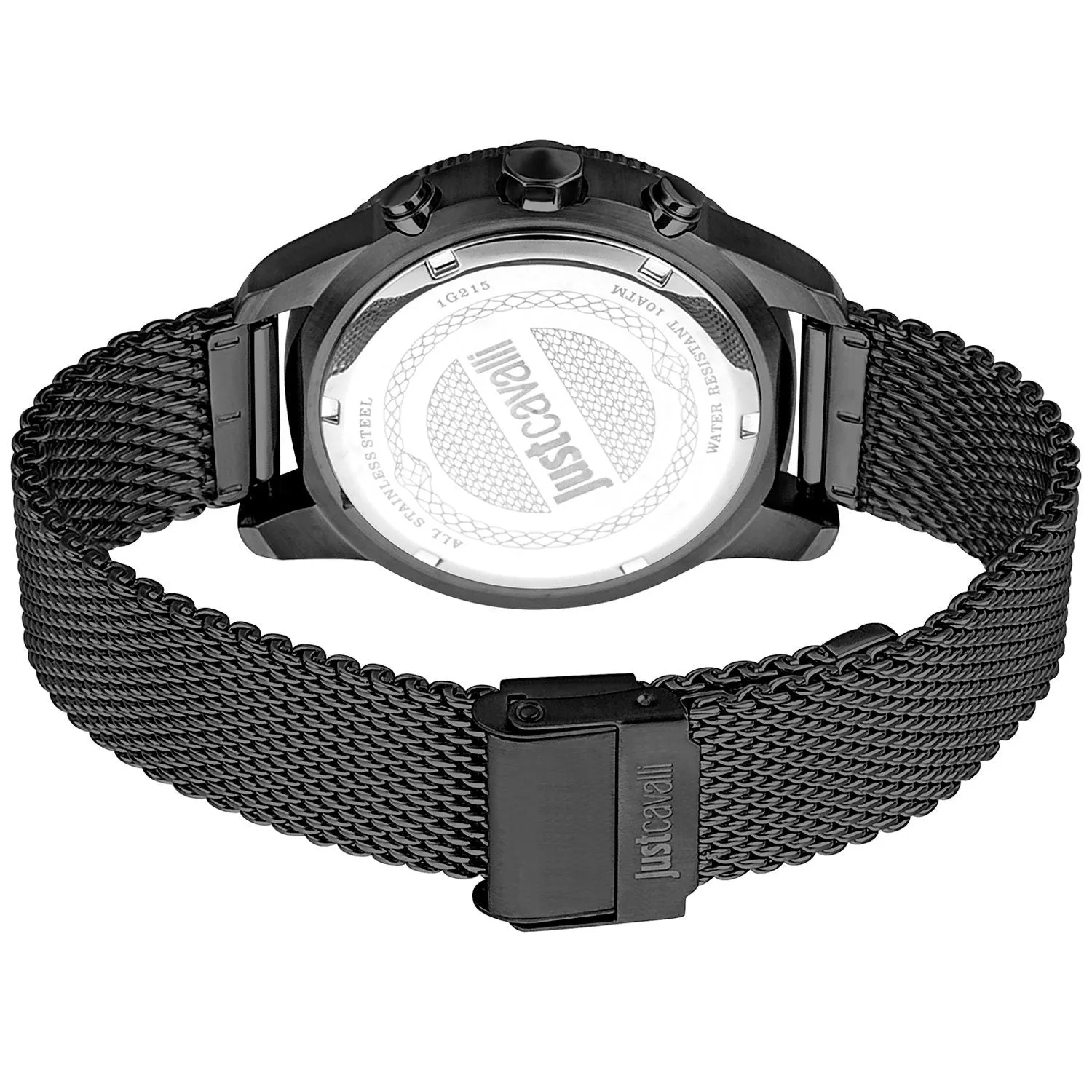 Just Cavalli Gents Black Dial Black Stainless Steel Watch