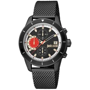 Just Cavalli Gents Black Dial Black Stainless Steel Watch