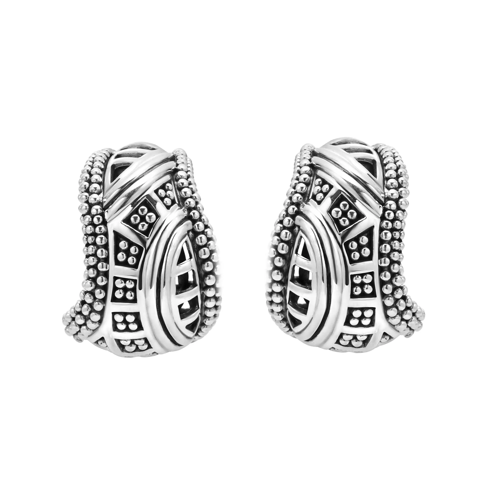 Keep Memory Alive Caviar Omega Clip Earrings