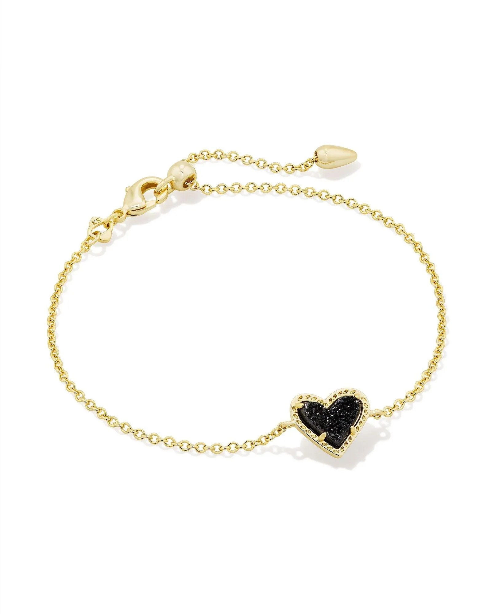 Kendra Scott Ari Delicate Chain Bracelet in Gold Black Drusy