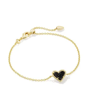 Kendra Scott Ari Delicate Chain Bracelet in Gold Black Drusy