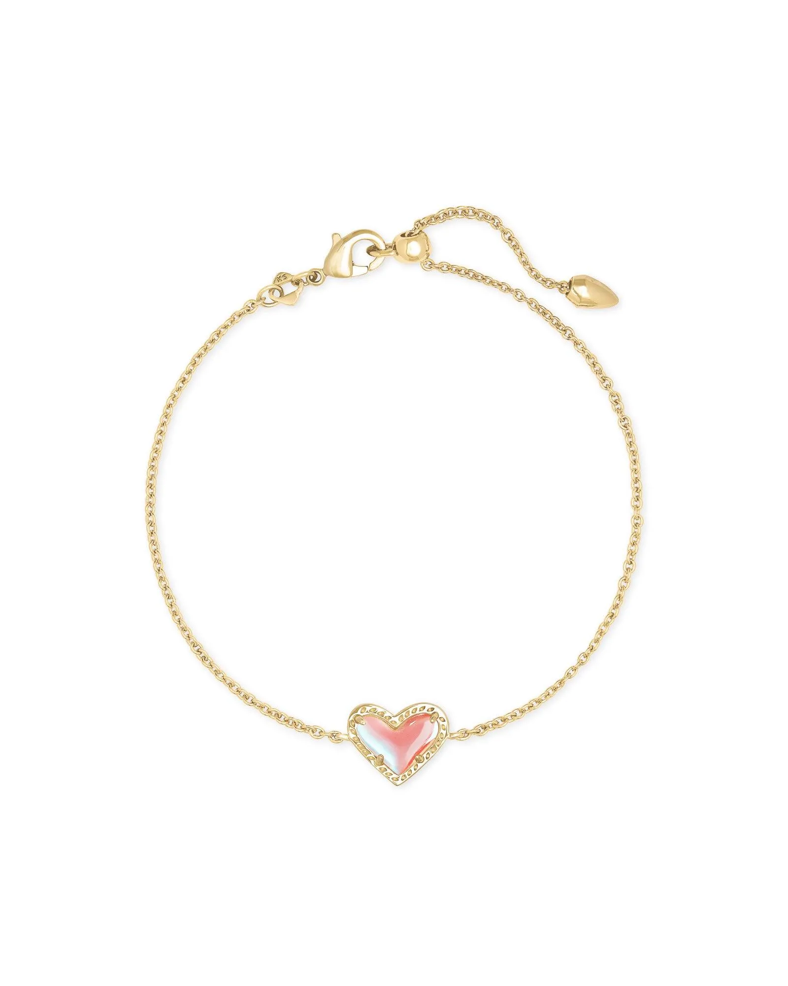 Kendra Scott Ari Heart Delicate Chain Bracelet in Gold Dichroic Glass