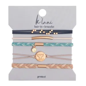 K'lani Protect Bracelets for Women – Elastic Bracelets and Boho Hair Ties – Cute Hairties for Women and Hair Tie Accessories – Stylish Boho Style for Hair and Wrist – Set of 5 (Large)