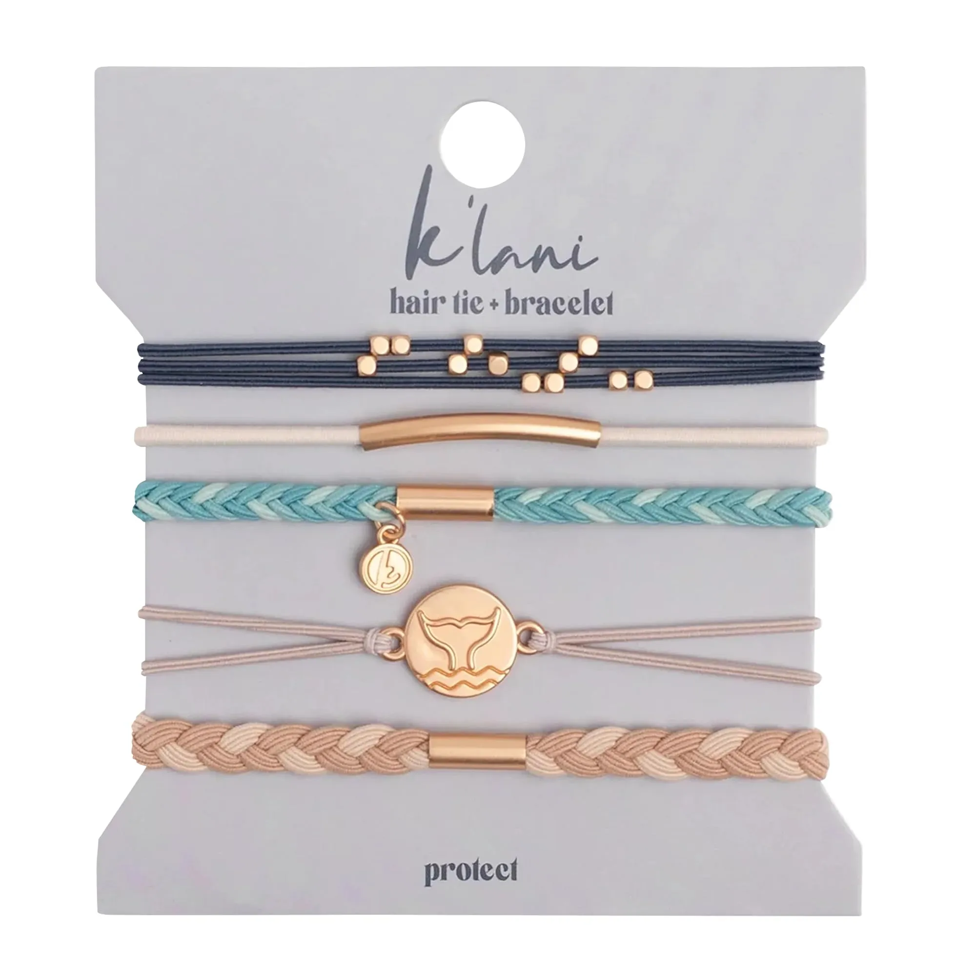 K'lani Protect Bracelets for Women – Elastic Bracelets and Boho Hair Ties – Cute Hairties for Women and Hair Tie Accessories – Stylish Boho Style for Hair and Wrist – Set of 5 (Large)
