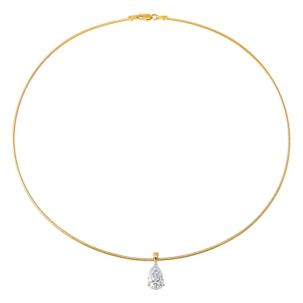 Lab Grown Diamond Pear Round Omega Chain Necklace 14K