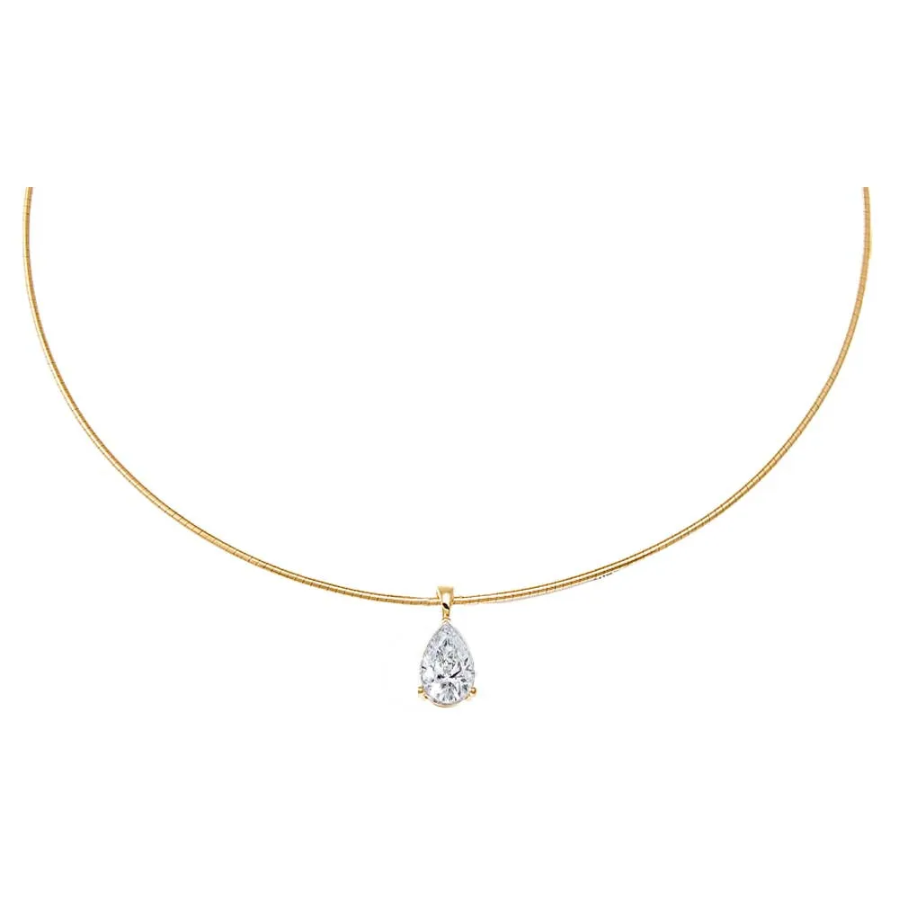 Lab Grown Diamond Pear Round Omega Chain Necklace 14K