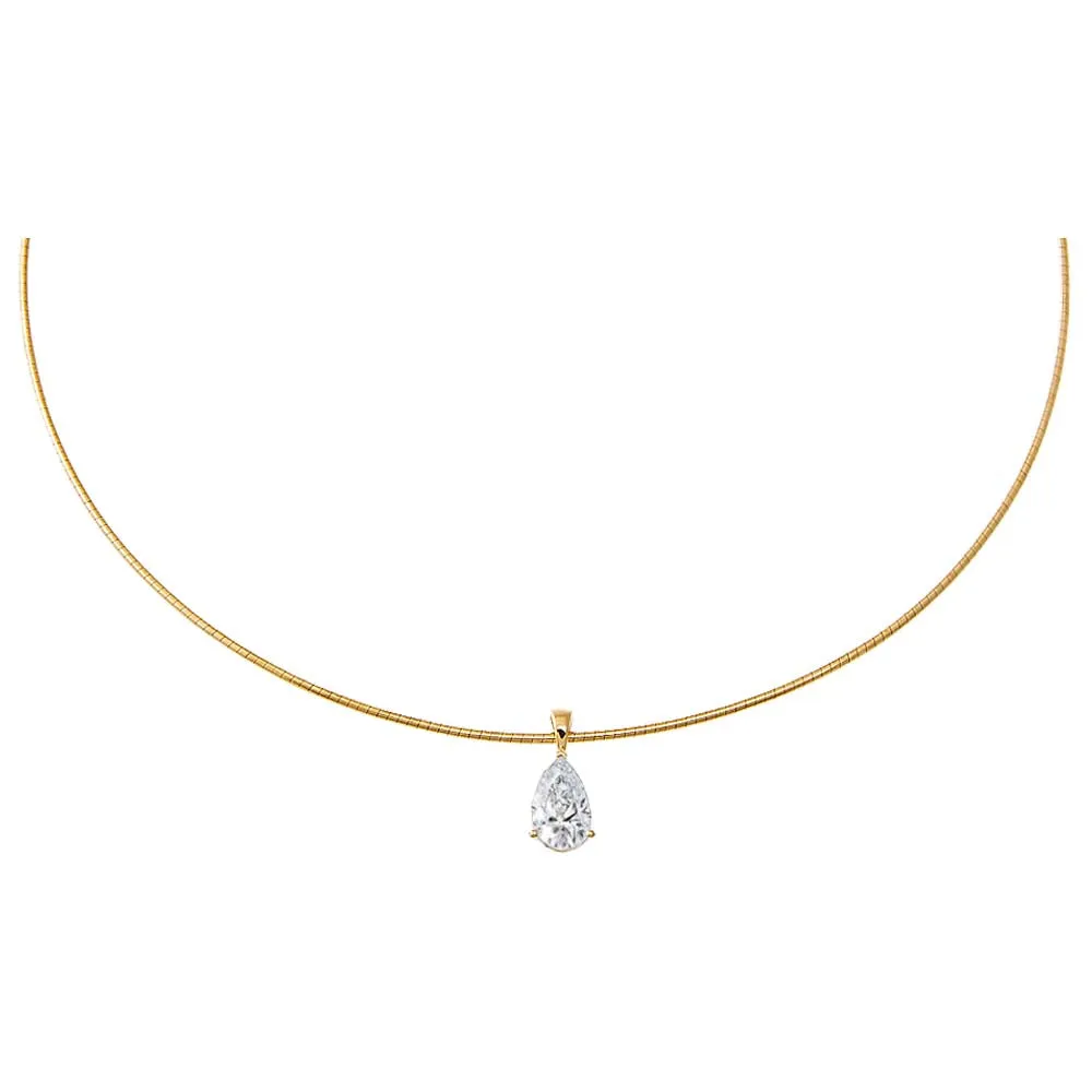 Lab Grown Diamond Pear Round Omega Chain Necklace 14K