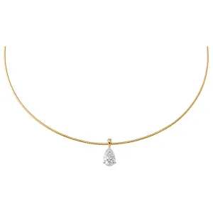 Lab Grown Diamond Pear Round Omega Chain Necklace 14K