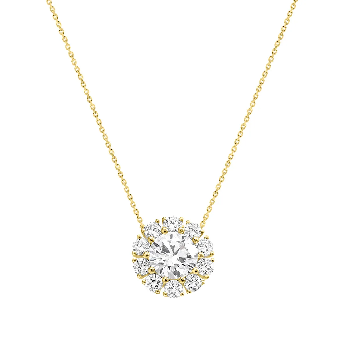 LAB GROWN Round Halo Diamond Pendant