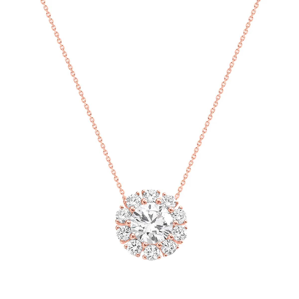 LAB GROWN Round Halo Diamond Pendant