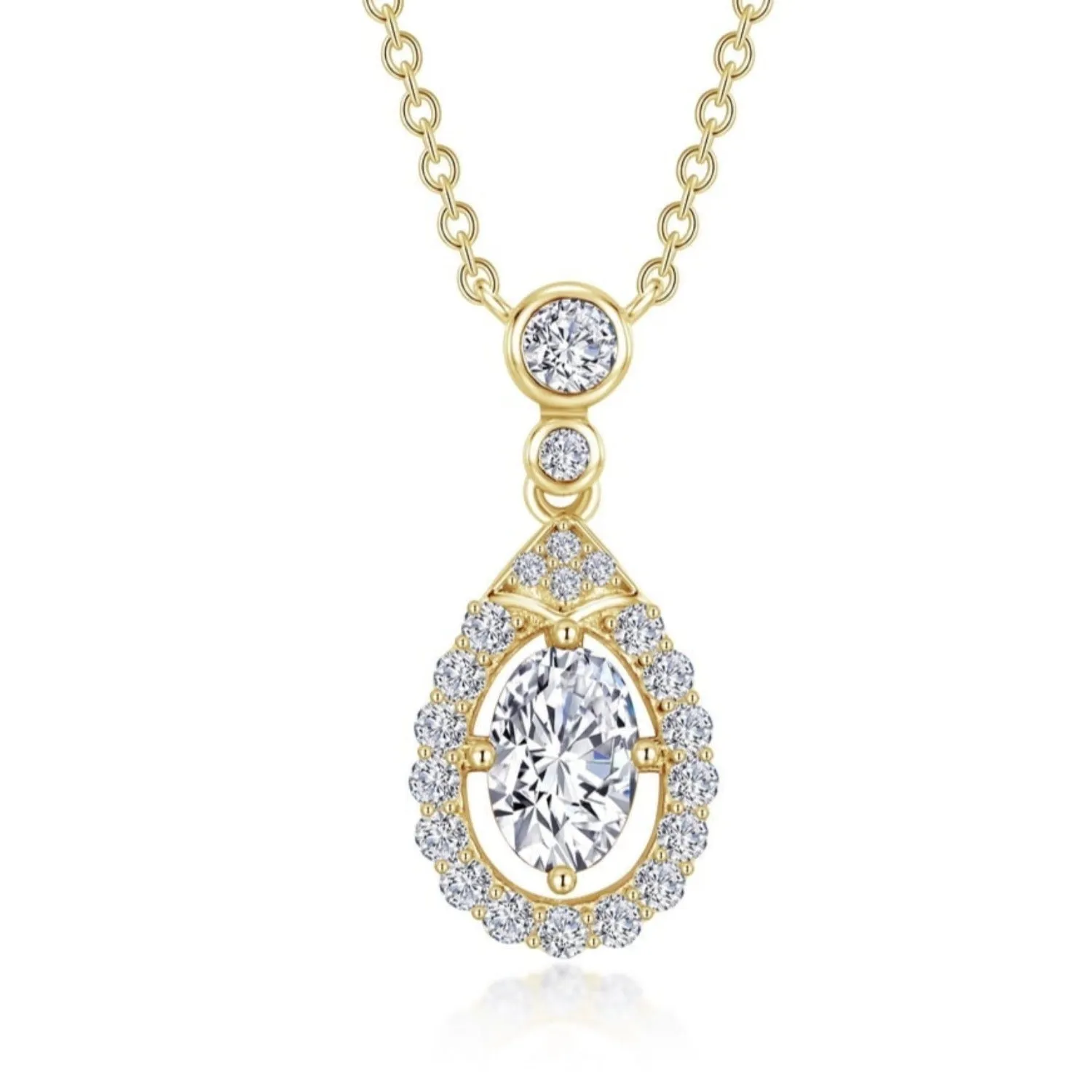 Lafonn Classic Pear Shaped Halo Simulated Diamond Necklace
