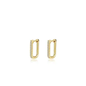 Lafonn Simulated Diamond 15mm x 11mm Rectangle Hoop Earrings E0630CLG00